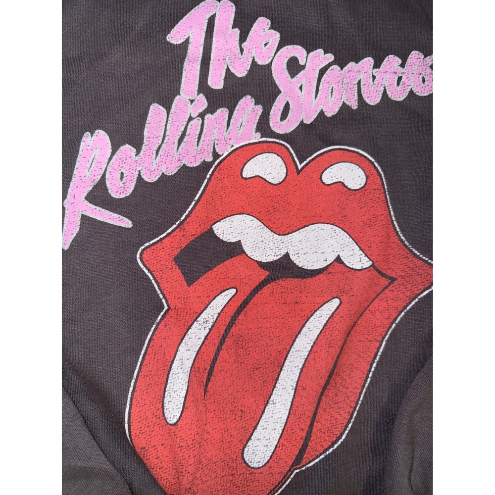 The Rolling Stones Womens Gray Graphic Crewneck Sweatshirt Pink Logo Size Medium - Picture 2 of 4
